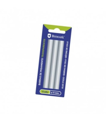 BLISTER 6 BARRAS DE PEGAMENTO SILICONA TRANSPARENTE 11,2 X 150 MM. BISMARK 327122