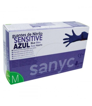 PAQUETE DE 100 GUANTES NITRILO SENSITIVE S/P  T-M P-100 EXAMEN SANICEN GU104
