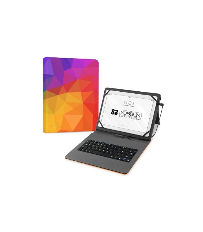 FUNDA CON TECLADO MICRO USB  TYPE C KEYTAB USB 11\" TRIANGULOS