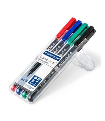 ESTUCHE 4 MARCADORES LUMOCOLOR PERMANENTE PUNTA MEDIA 1MM. SURTIDOS STAEDTLER 317 WP4