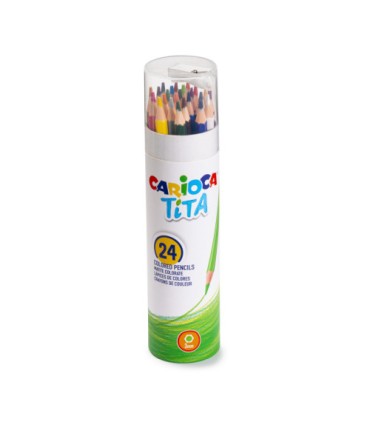 TUBO 24 UNIDADES LPICES DE COLORES HEXAGONALES + SACAPUNTAS CARIOCA 43341