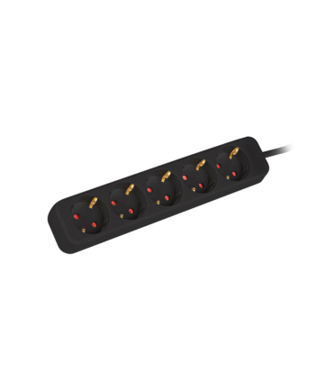 REGLETA LANBERG 5 TOMAS SCHUKO NEGRA 1.5M