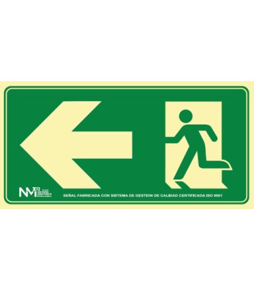 SEAL HOMOLOGADA SEGURIDAD SALIDA EMERGENCIA IZQUIERDA 320x160MM PVC VERDE ARCHIVO2000 6170-17H VE