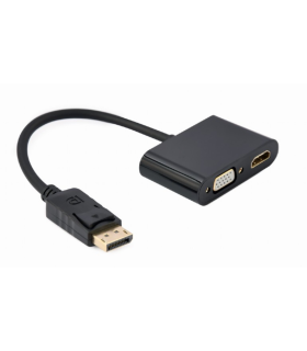 DISPLAY GEMBIRD PORT MACHO A HDMI HEMBRA + CABLE ADAPTADOR VGA HEMBRA NEGRO