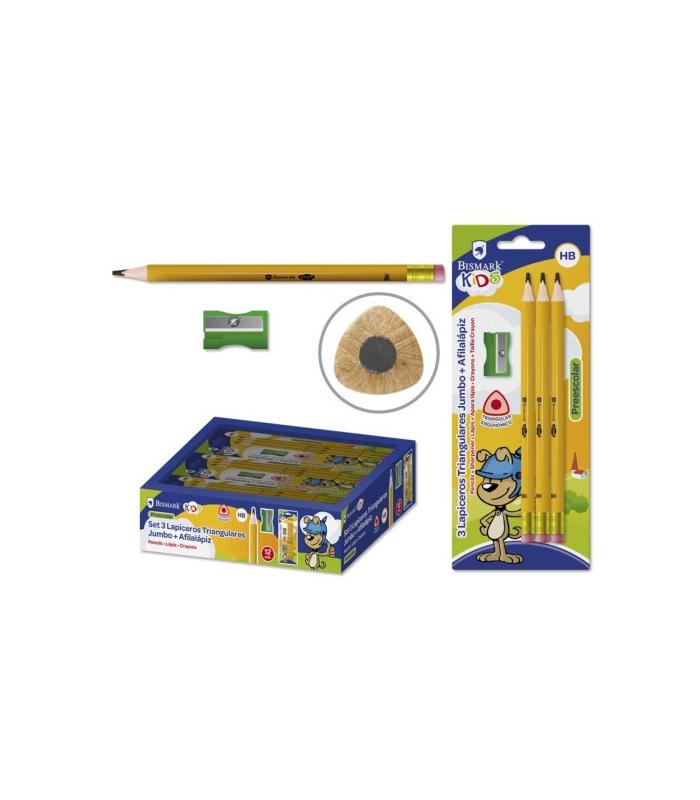 LAPICERO HB TRIANGULAR C/GOMA JUMBO KIDS - 3 UDS BISMARK 328567