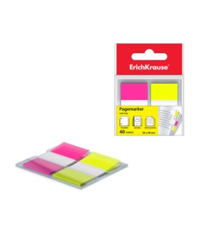 BLISTER 40 MARCAPAGINAS NEON 25X44MM 2 COLORES AMARILLO/ROSA ERICH KRAUSE 31181
