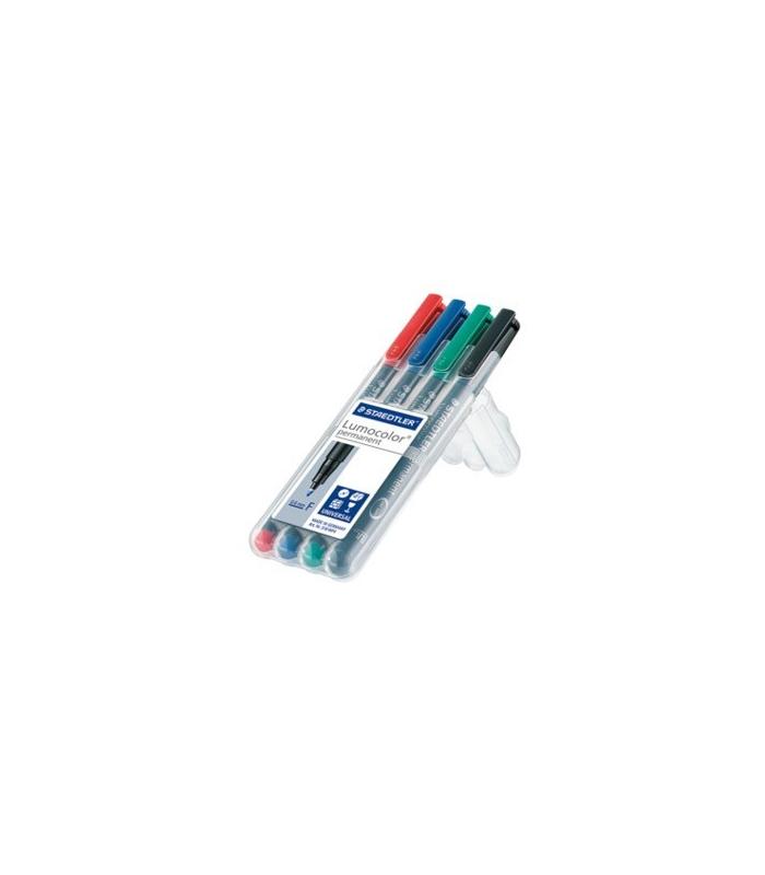 ESTUCHE 4 MARCADORES LUMOCOLOR PERMANENTE PUNTA FINA 0,6MM. SURTIDOS STAEDTLER 318 WP4