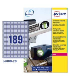 Avery Etiquetas plateadas de polister 25.4 x 10 mm