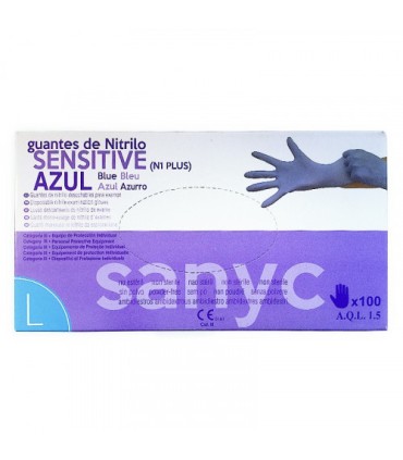 PAQUETE DE 100 GUANTES NITRILO SENSITIVE S/P  T-G P-100 EXAMEN SANICEN GU105