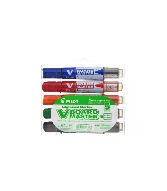 Pilot V-Board Master marcador 5 pieza(s) Punta redonda Negro, Azul, Verde, Naranja, Rojo