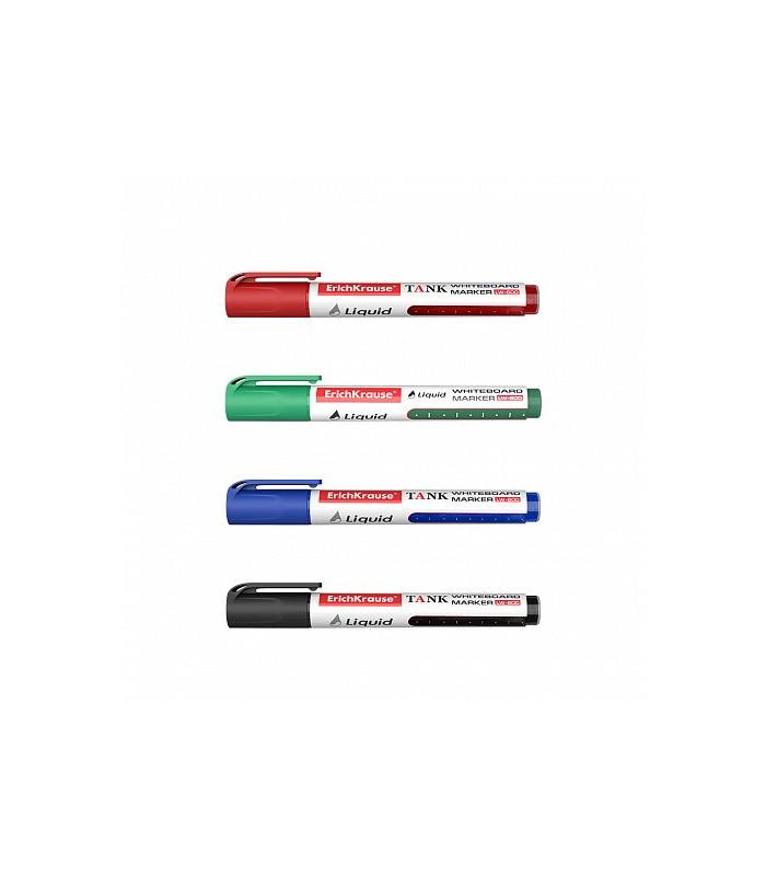 SET 4 MARCADORES PIZARRA BLANCA CON TINTA LQUIDA LW-600 NEGRO, AZUL, ROJO, VERDE ERICH KRAUSE 58362