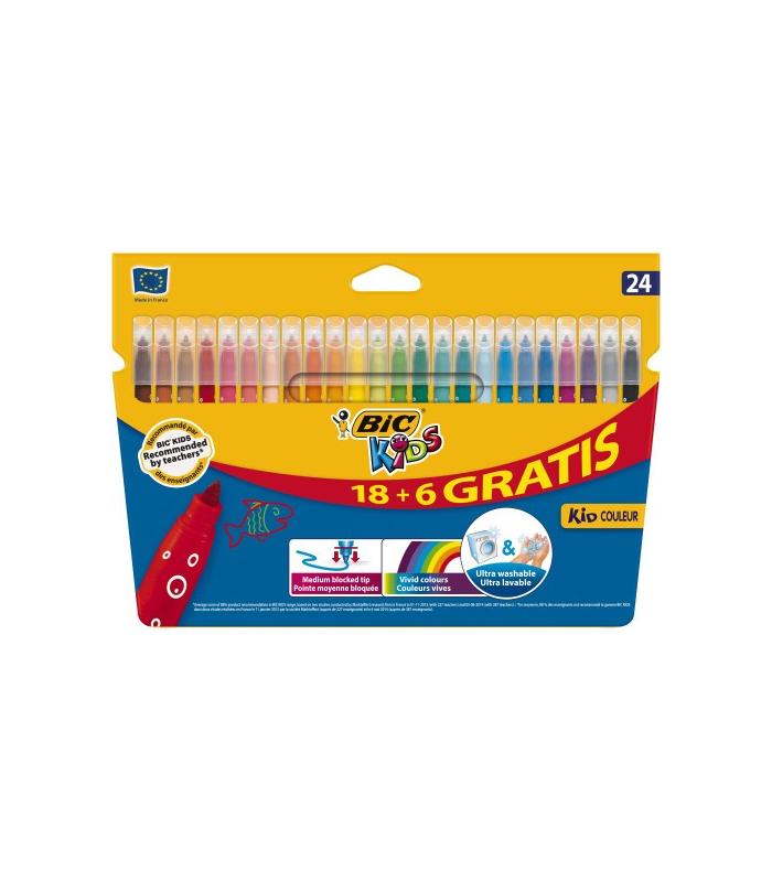 ESTUCHE 24 ROTULADORES ULTRALAVABLES KID COULEUR TRAZO 0,8MM. BIC 9117373