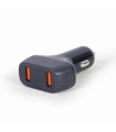 CARGADOR RPIDO DE COCHE USB GEMBIRD DE 2 PUERTOS, QC3.0, 36 W, NEGRO