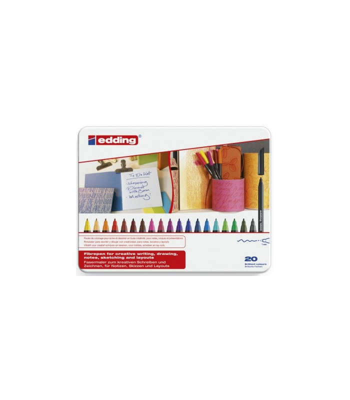 ESTUCHE 20 ROTULADORES PUNTA FINA 1200 SURTIDOS 0.5-1MM EDDING 1200-20-S