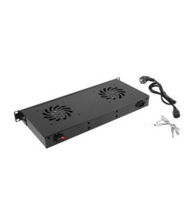 PANEL VENTILACION LANBERG LCD 2 VENTILADORES TERMOSTATO 230V 1U RACK 19 NEGRO