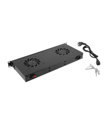 PANEL VENTILACION LANBERG LCD 2 VENTILADORES TERMOSTATO 230V 1U RACK 19 NEGRO