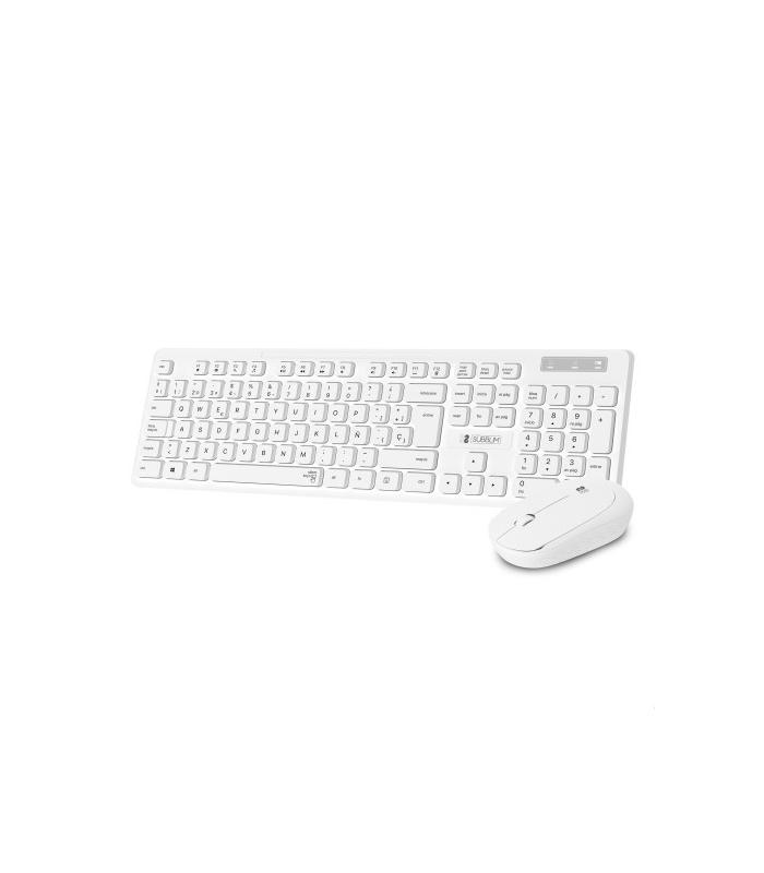 SUBBLIM Teclado Ergonmico y ratn Combo Business Slim Silencioso Inalmbrico 2.4G Blanco