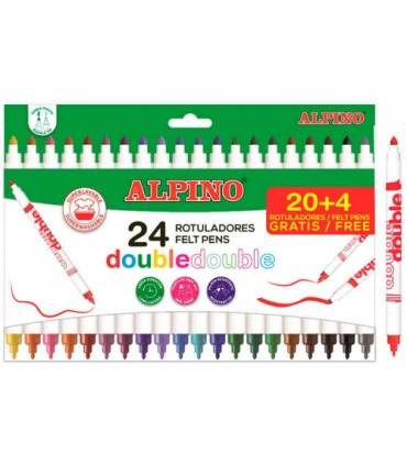 CAJA 20+4 ROTULADORES DE COLORES DOBLE PUNTA ALPINO AR002058N