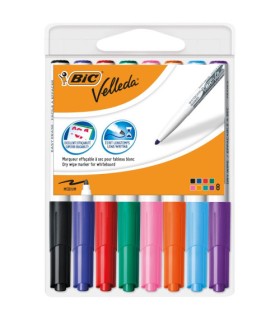 ESTUCHE 8 MARCADORES PARA PIZARRA BLANCA 1741 TINTA A BASE DE ACETONA TRAZO 1,4MM. SURTIDOS VELLEDA 503844