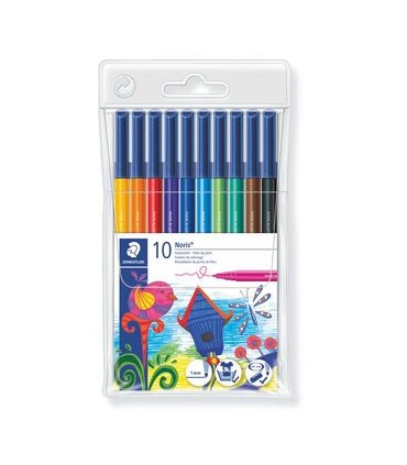 ESTUCHE 10 ROTULADORES NORIS CLUB PUNTA FIBRA SIMETRICA SURTIDOS STAEDTLER 326 WP10