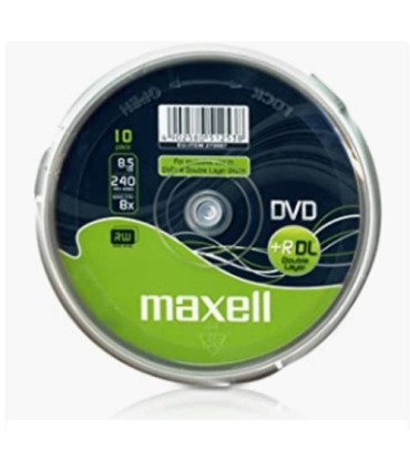 MAXELL DVD 8,5 GB. GRABABLE. DOBLE CAPA. TARRINA 10 UNIDADES. 4X
