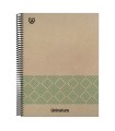 CUADERNO RECICLADO A4 KRAFT SOFT TAPA DURA 100 HOJAS 90GR CUADRICULA 5X5 MM VERDE UNINATURE 88500520