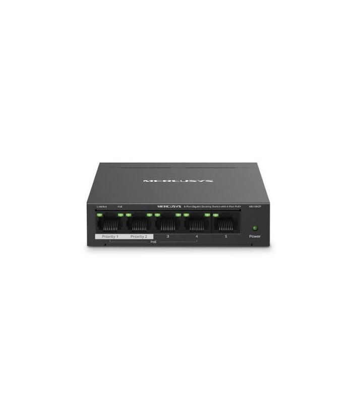 Mercusys MS105GP switch Gigabit Ethernet (10/100/1000) Energa sobre Ethernet (PoE) Negro
