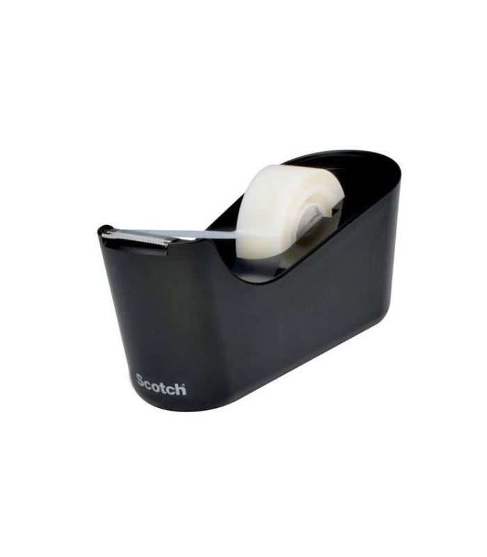 DISPENSADOR C18 DE SOBREMESA COLOR NEGRO CON ROLLO CINTA INVISIBLE 19MM X 33M MAGIC C18-B SCOTH 7100180453