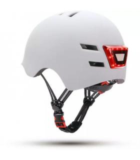 YOUIN CASCO CON LED FRONTAL Y TRASERO BLANCO  (TALLA L)