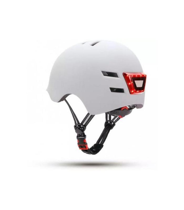 YOUIN CASCO CON LED FRONTAL Y TRASERO BLANCO  (TALLA L)