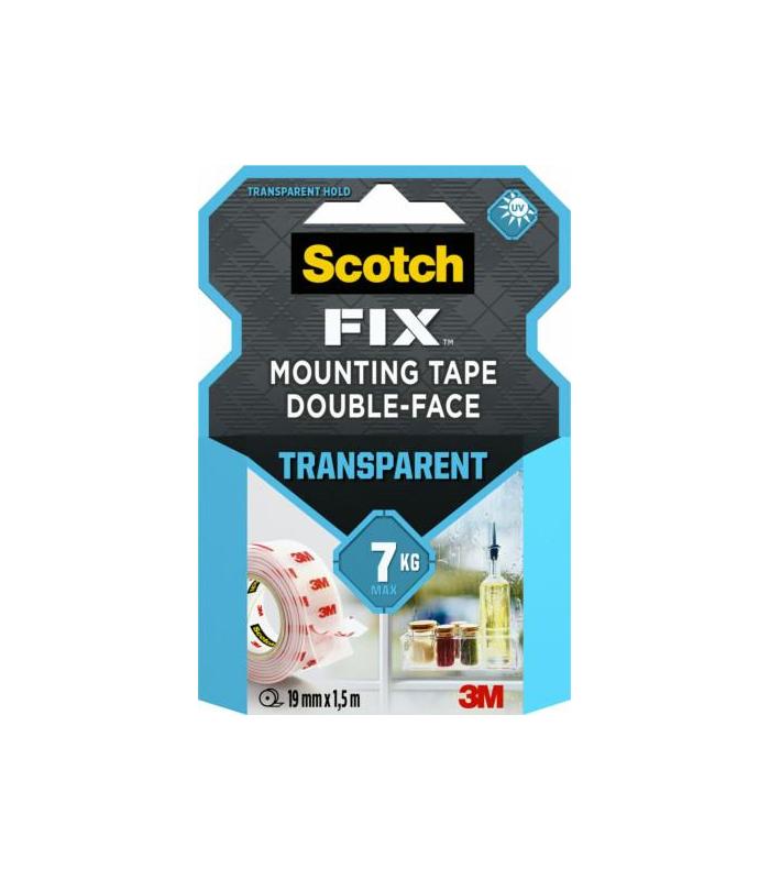 ROLLO CINTA DE MONTAJE DOBLE CARA TRANSPARENTE 19 MM X 1,5M HASTA 7KG FIX 4910C-1915-P SCOTH 7100261816