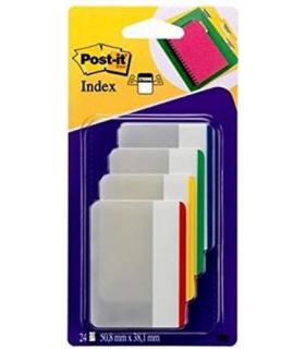BLISTER DISPENSADOR 24 MARCADORES INDEX RGIDO PLANO 51X38MM VERDE/AZUL/AMARILLO/ROJO 686F-1 POST-IT 7000029877