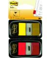 PACK 2 DISPENSADORES X 50 MARCADORES INDEX 25,4X43,2MM COLORES ROJO/AMARILLO 680-RY2 POST-IT 7000052571