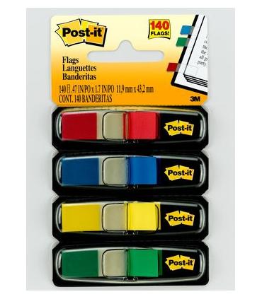 PACK 4 DISPENSADORES X 35 MARCADORES INDEX 11,9X43,2MM COLORES SURTIDOS 683-4 POST-IT 7000144923