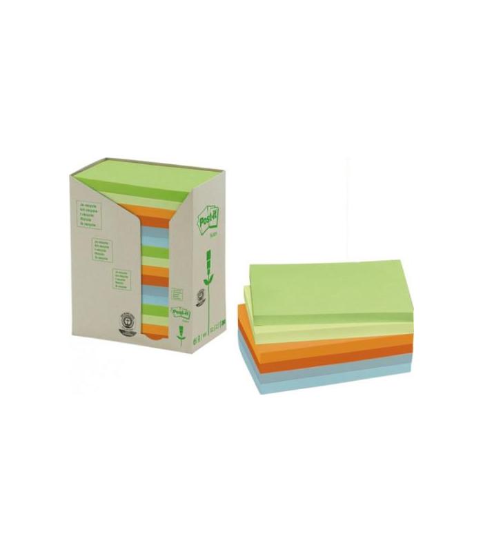 PACK 16 BLOCS 100 HOJAS NOTAS RECICLADAS ADHESIVAS 76X127MM COLORES SURTIDOS PASTEL 655-1RPT POST-IT 7100259665