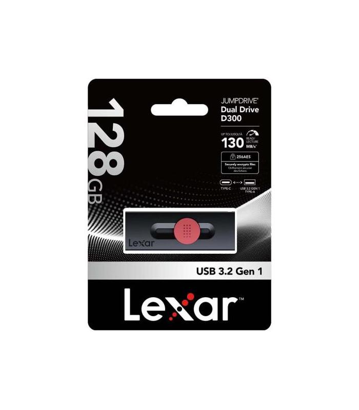 LEXAR 128GB DUAL TYPE-C AND TYPE-A USB 3.2 FLASH DRIVE, UP TO 130MB/S READ