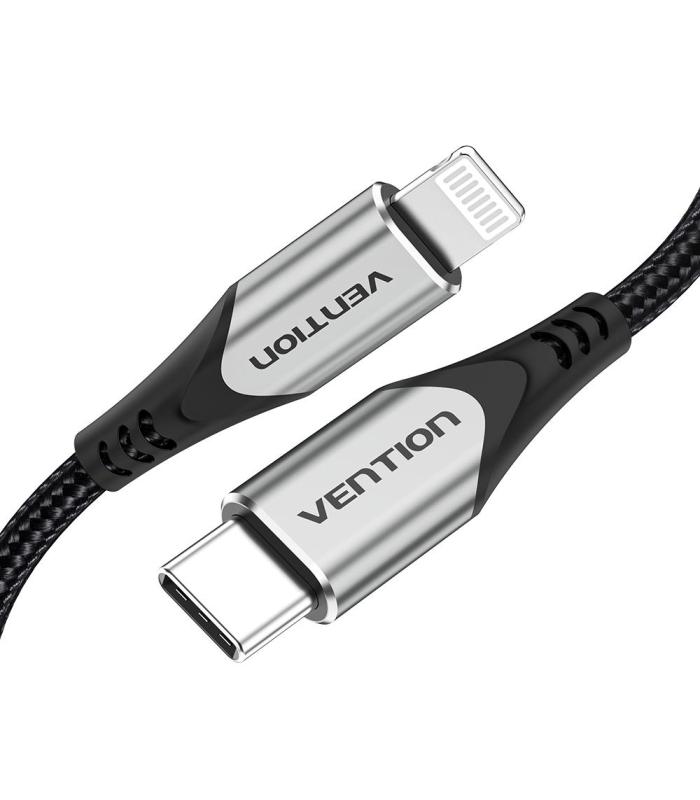 Vention Cable USB 2.0 Tipo-C Lightning TACHF  USB Tipo-C Macho - Lightning Macho  1m  Gris