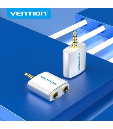 Vention Adaptador Audio BDAW0  Jack 3.5 Macho - 2x Jack 3.5 Hembra  Blanco