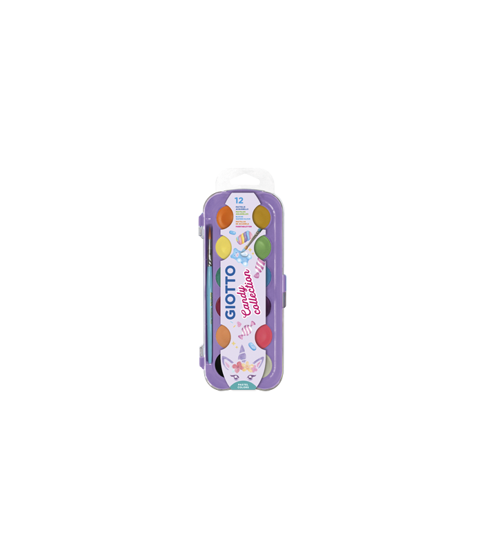 ESTUCHE 12 ACUARELAS CANDY COLLECTION 30 MM + PINCEL GIOTTO F351600