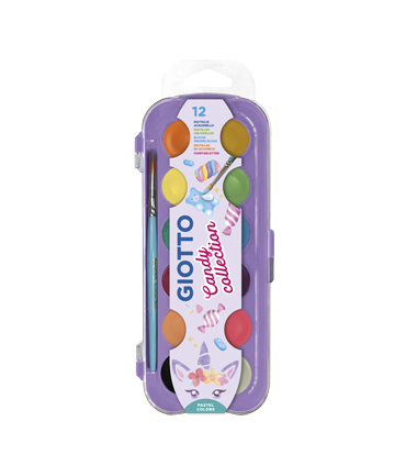 ESTUCHE 12 ACUARELAS CANDY COLLECTION 30 MM + PINCEL GIOTTO F351600