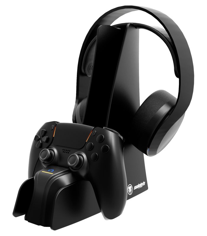 SOPORTE DE CARGA SNAKEBYTE PARA GAMEPAD PS5 Y AURICULARES DUAL CHARGE NEGRO