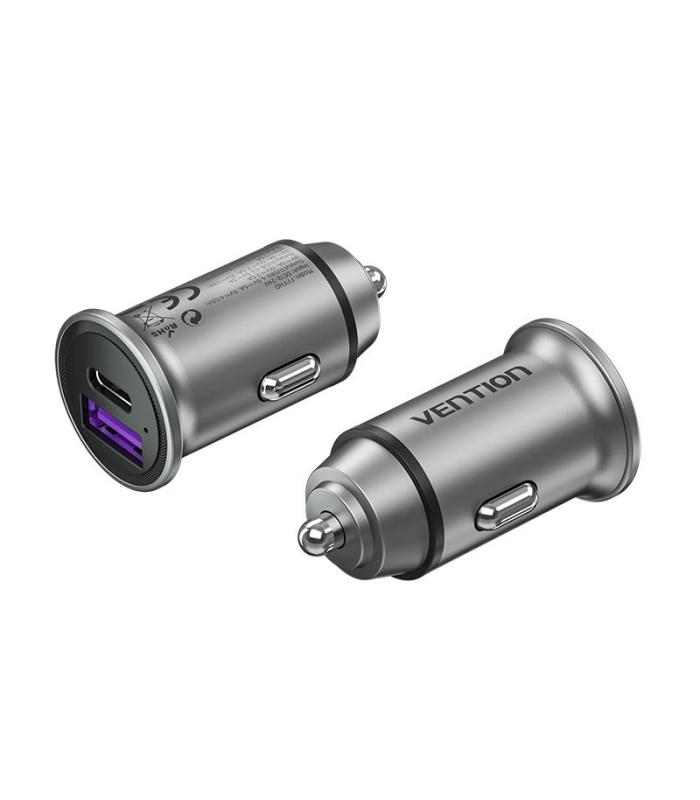 Vention Cargador de Coche FFFH0  1xUSB-Tipo C  1xUSB  30W