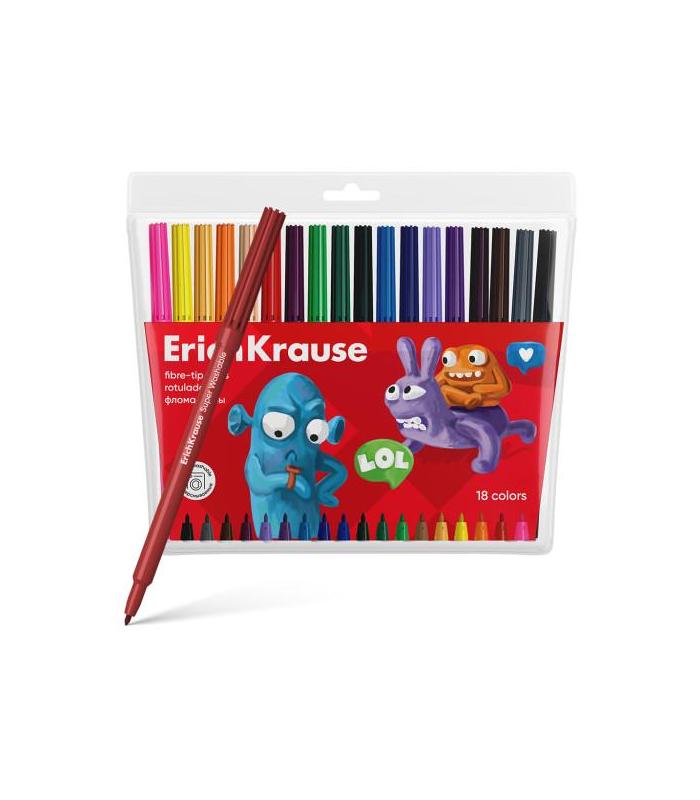BOLSA ROTULADORES JOLLY FRIENDS SUPER LAVABLES 18 COLORES ERUCH KRAUSE 61832