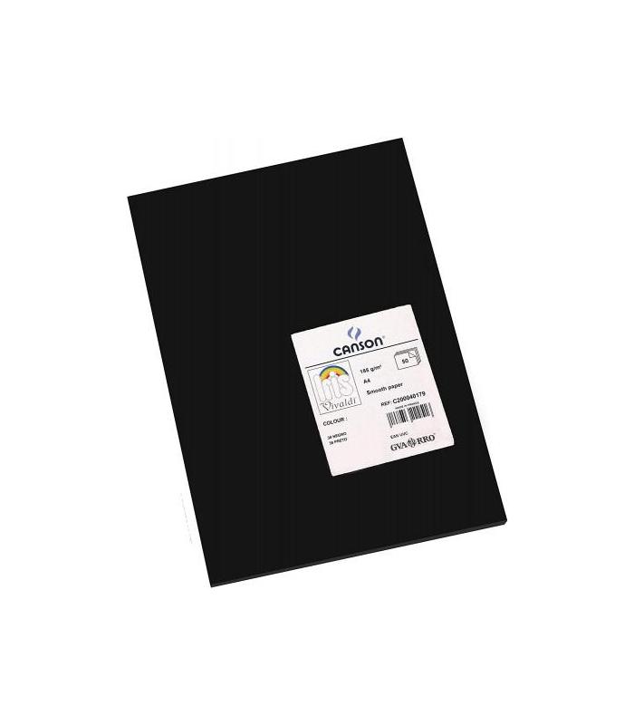 PAQUETE 50 HOJAS CARTULINA IRIS A4 185G NEGRO GUARRO CANSON C200040179