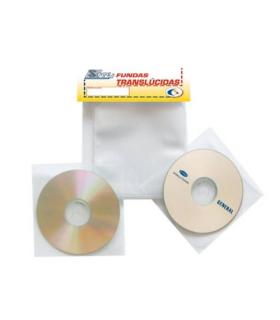 PACK DE 100 FUNDAS CD-DVD PP TRANSPARENTE NO ADHESIVAS CON SOLAPA 3L 10297