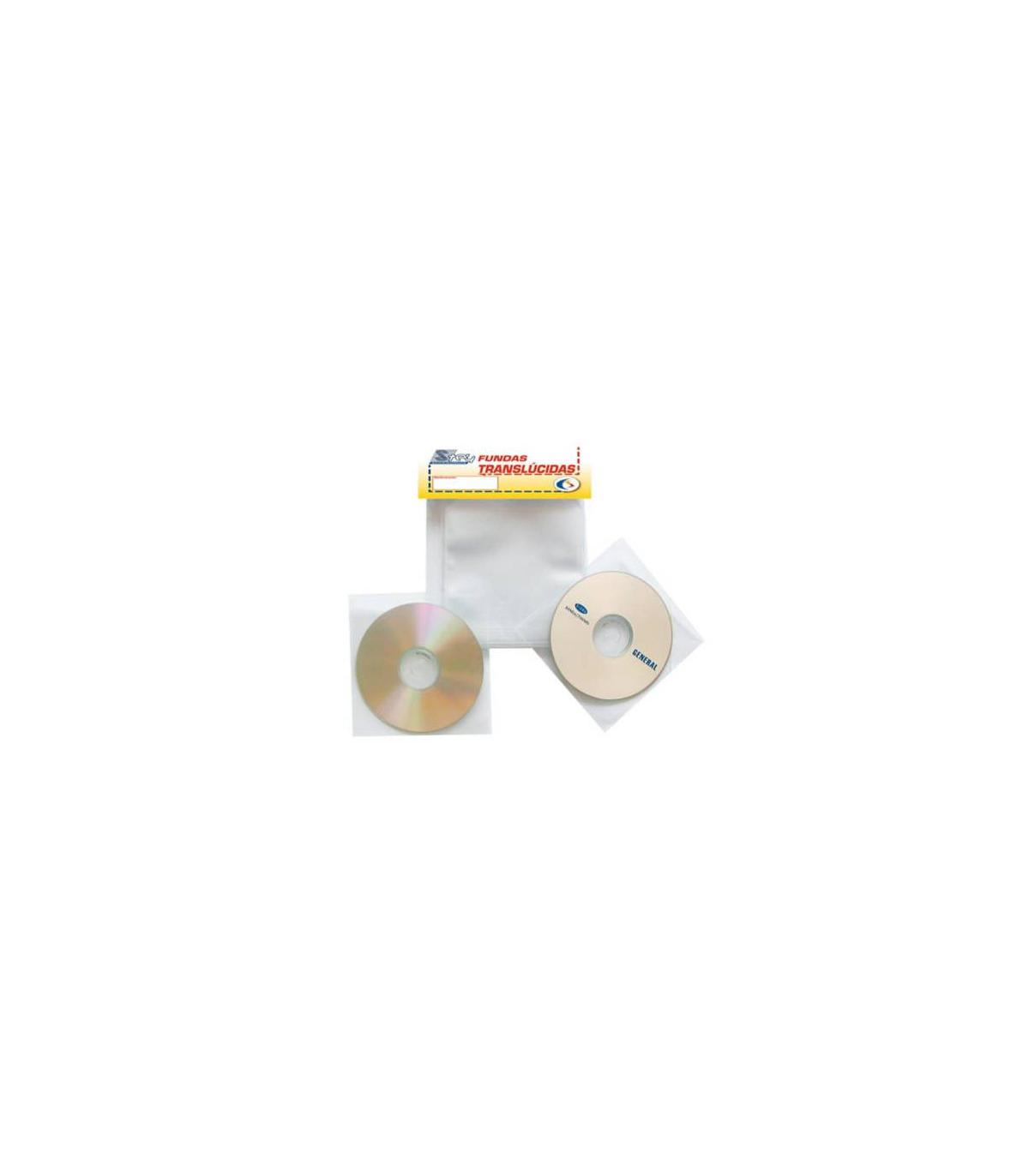 PACK DE 100 FUNDAS CD-DVD PP TRANSPARENTE NO ADHESIVAS CON SOLAPA 3L 10297