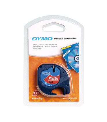 CINTA ROTULADORA LETRATAG 12MMX4M NEGRO/ROJO DYMO S0721630