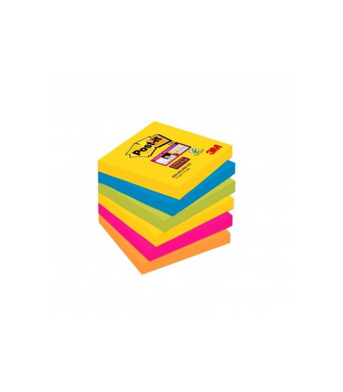 PACK 6 BLOCS 90 HOJAS NOTAS ADHESIVAS 76X76MM SUPER STICKY COLORES VARIADOS 654-6SS-CARN POST-IT 7100265522