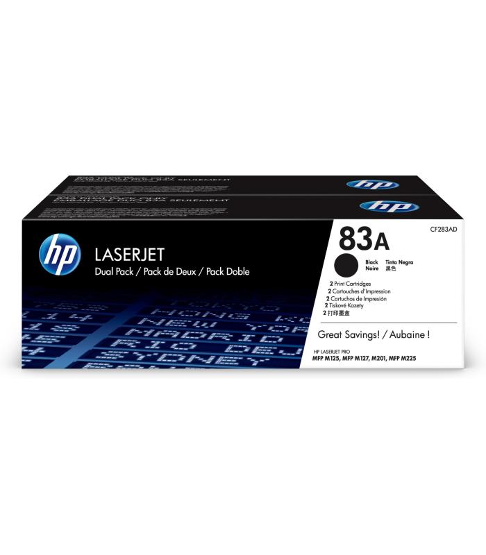 HP Pack de ahorro de 2 cartuchos de tóner original LaserJet 83A negro