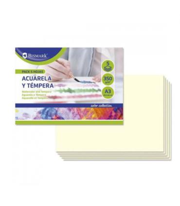 PACK 5 CARTULINAS DIBUJO ACUARELAS Y TEMPERAS A3 BISMARK 328823